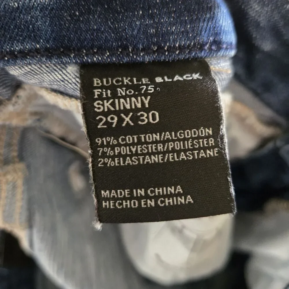 Buckle Black Skinny Jeans Fit No 75 High Rise Shaping Stretchy Womens 29x30 - Picture 4 of 8